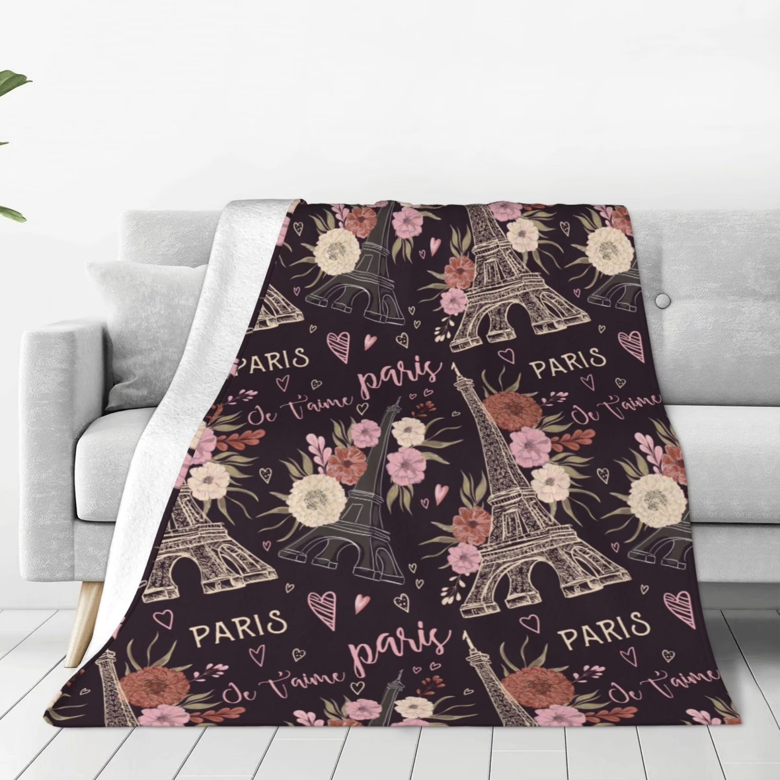 Home Textiles Paris - Coperta in pile romantica con torre