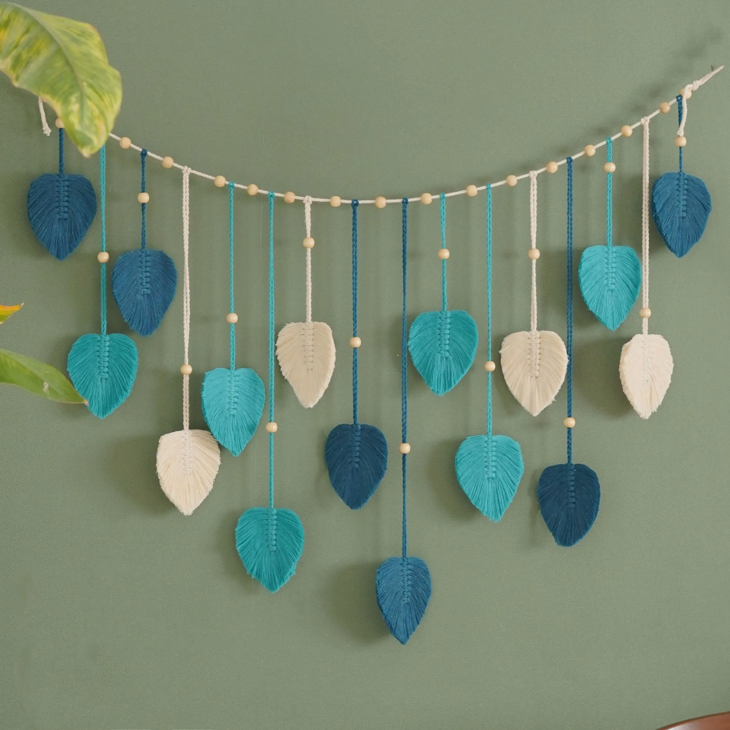 Home Art Textiles - Ghirlanda di foglie verdi da 1